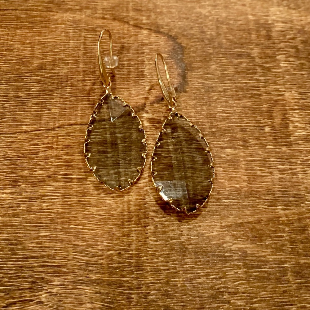 Womens gray glass drop earrings